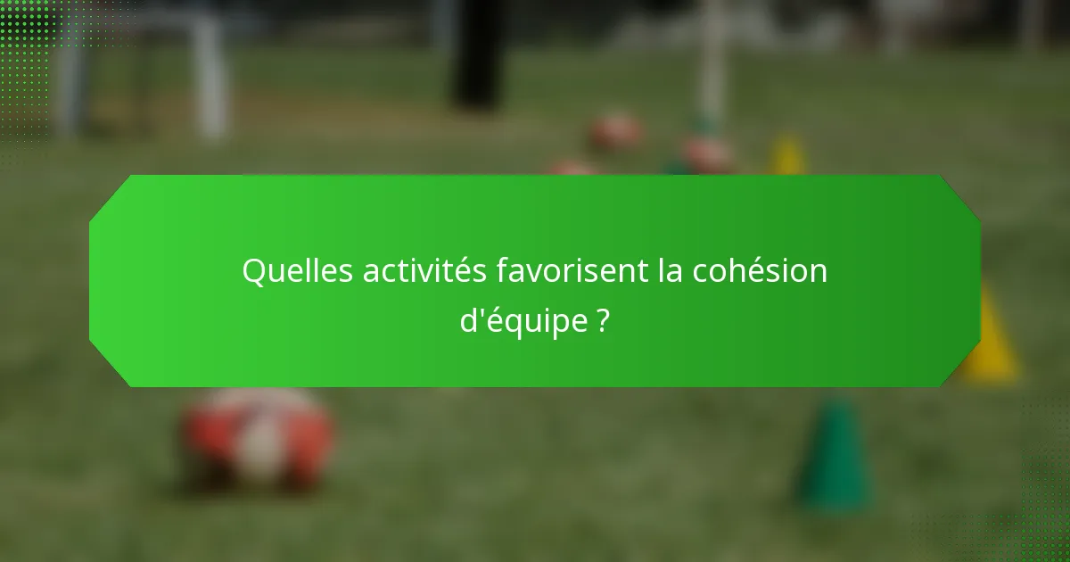 Quelles activités favorisent la cohésion d'équipe ?