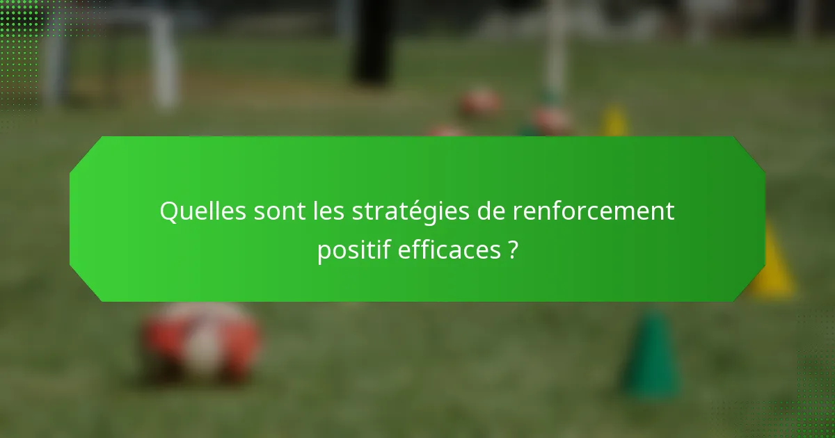 Quelles sont les stratégies de renforcement positif efficaces ?